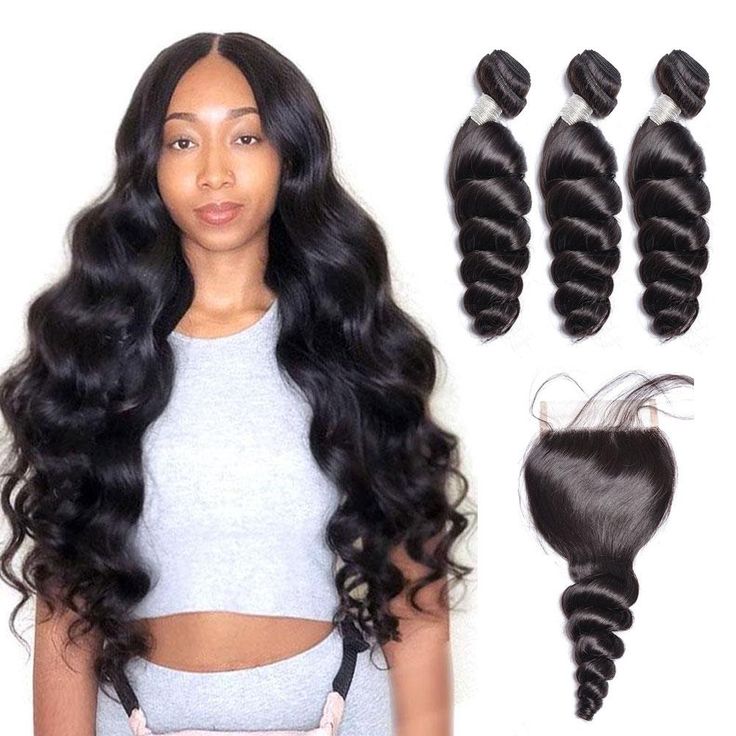 Peruvian Loose Wave Virgin Human Hair 3 Bundles With 4x4 Lace Closure - Perismoda Hair
